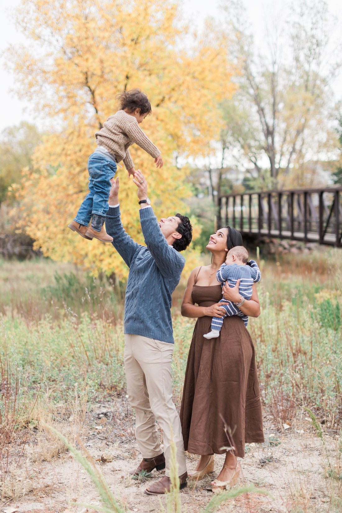 The Torres family together on an autumn afternoon